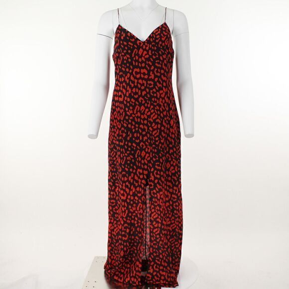 Alice + Olivia Candice Printed Silk Slip Dress Leopard Paprika - Picture 2 of 5